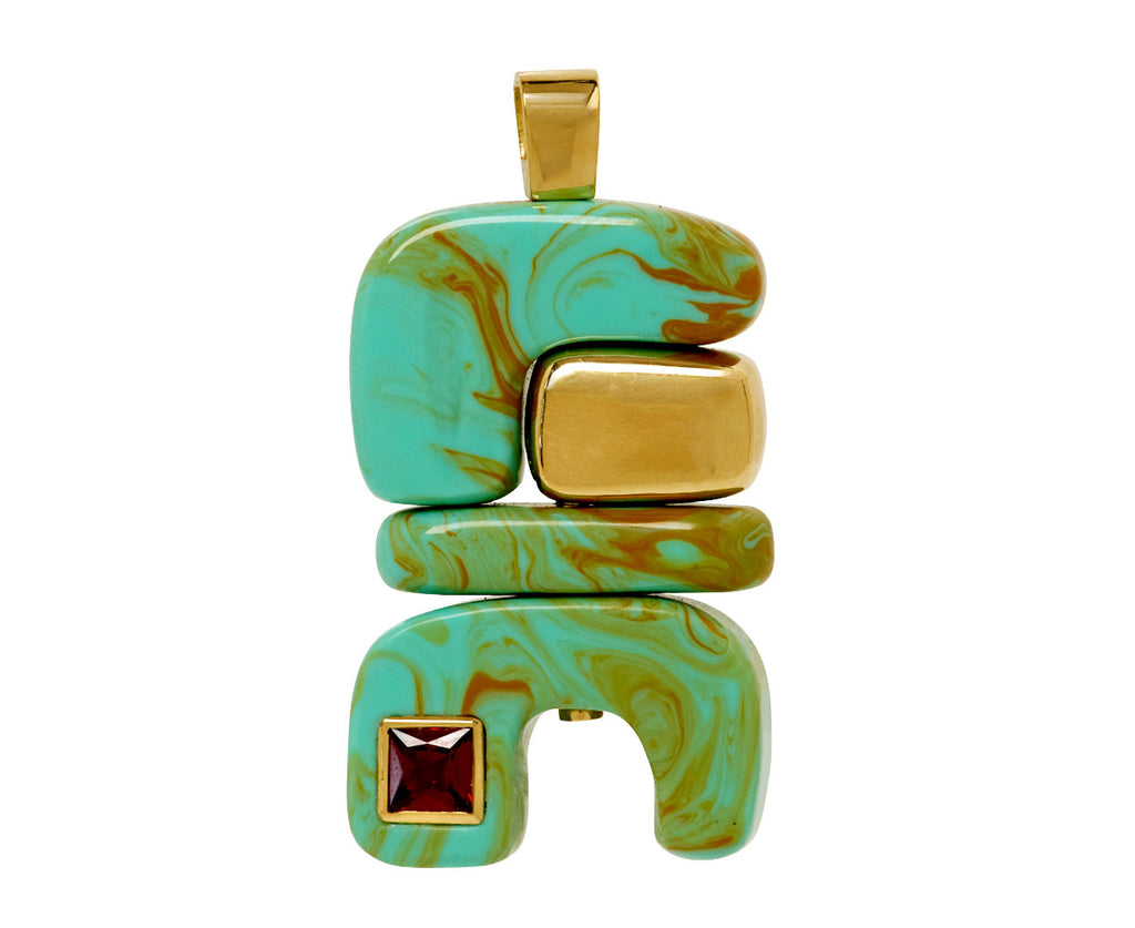 Turquoise and Ruby Fire Totem Pendant ONLY