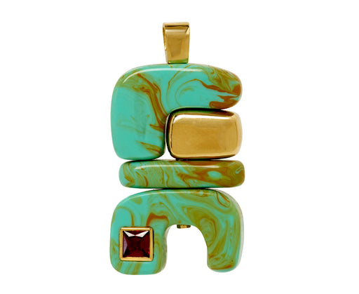 Turquoise and Ruby Fire Totem Pendant ONLY
