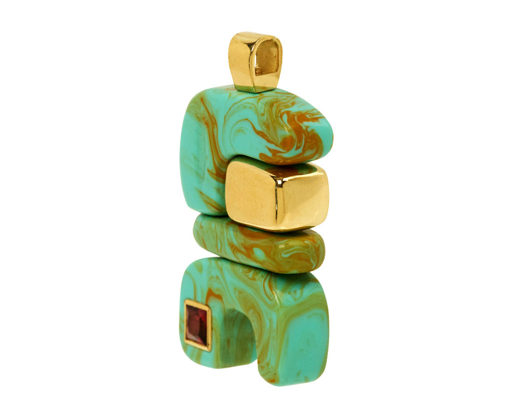 Turquoise and Ruby Fire Totem Pendant ONLY