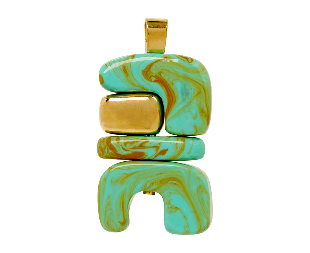 Turquoise and Ruby Fire Totem Pendant ONLY