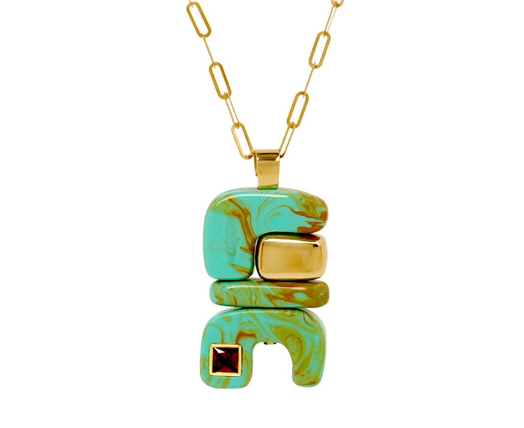 Turquoise and Ruby Fire Totem Pendant ONLY