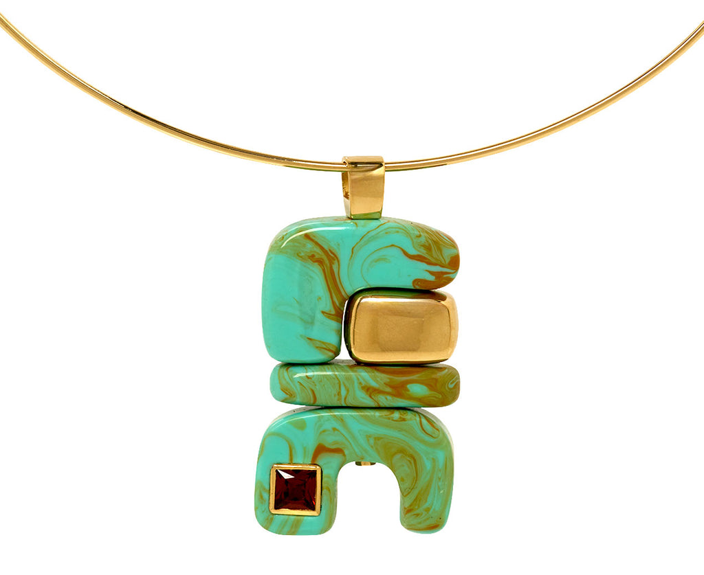 Turquoise and Ruby Fire Totem Pendant ONLY
