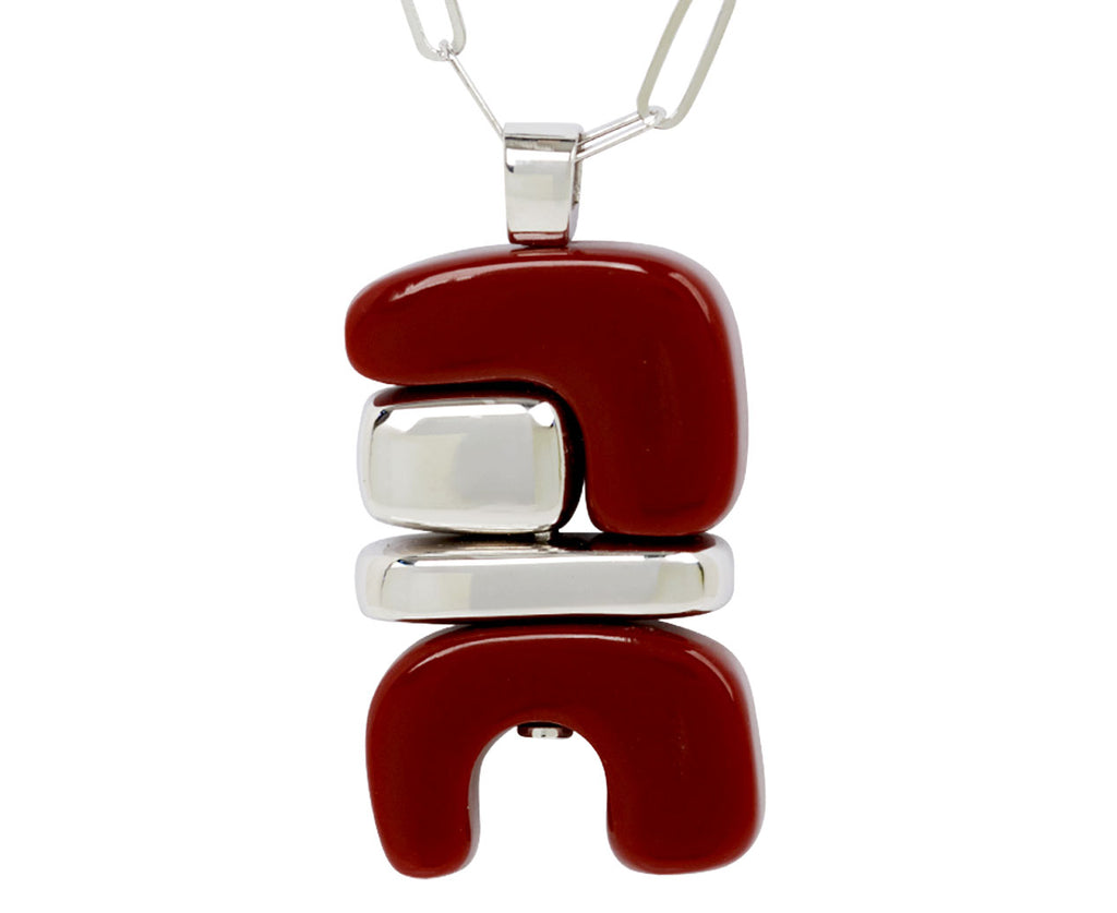 Carnelian and Silver Totem Pendant Necklace