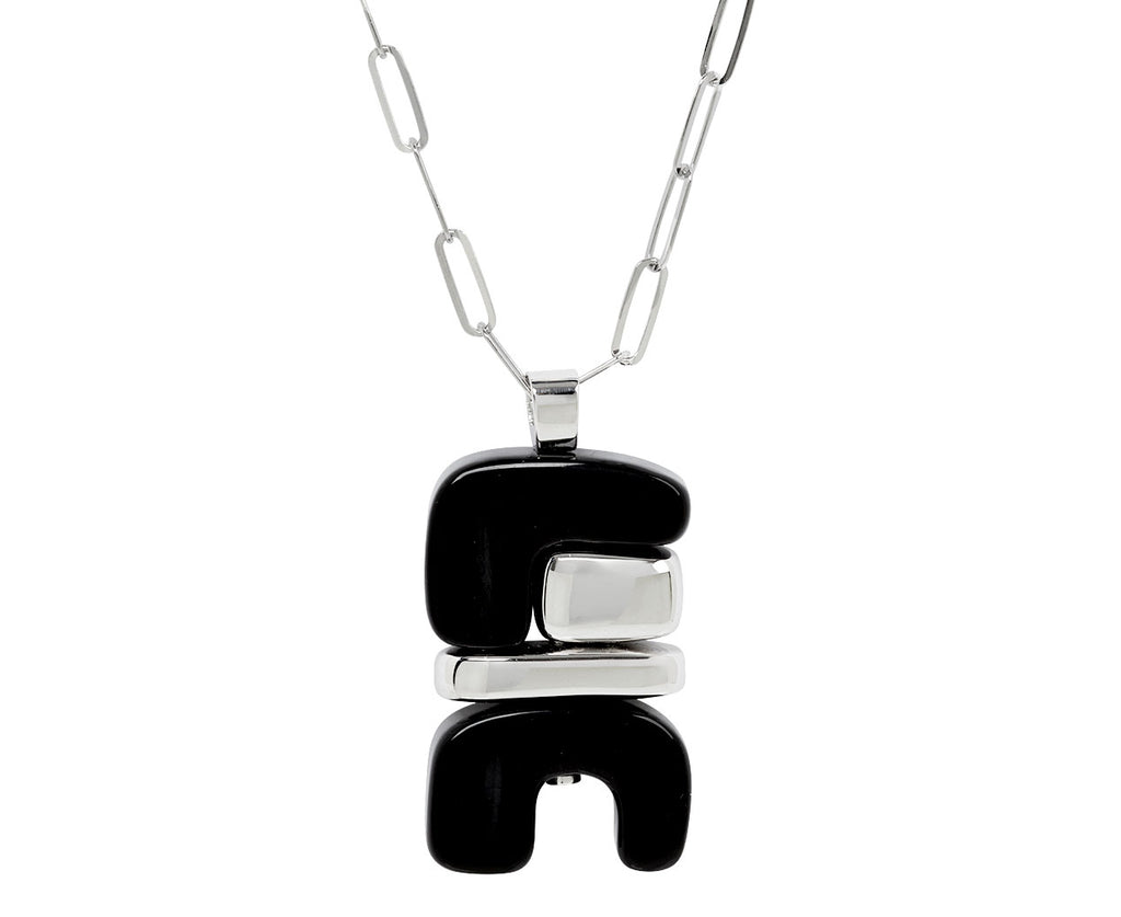 Onyx and Silver Totem Pendant Necklace