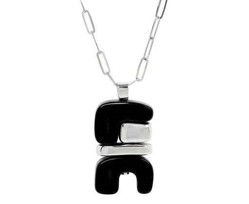 Onyx and Silver Totem Pendant Necklace