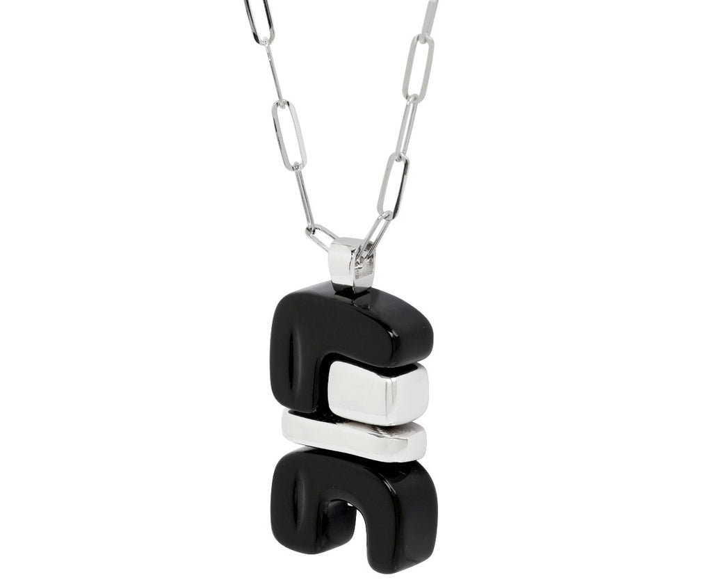 Onyx and Silver Totem Pendant Necklace