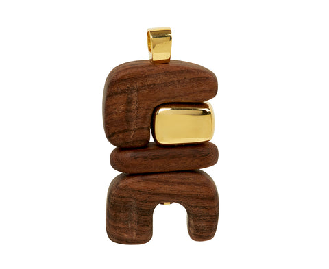 Wood and Gold Earth Totem Pendant ONLY