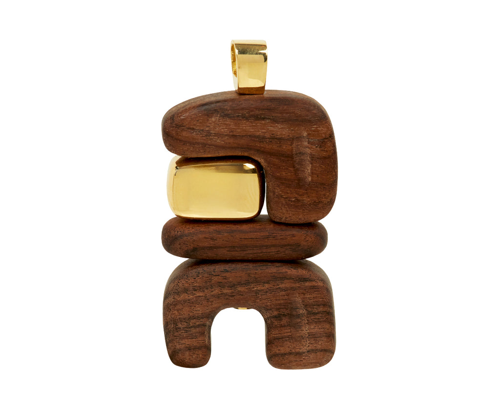 Wood and Gold Earth Totem Pendant ONLY