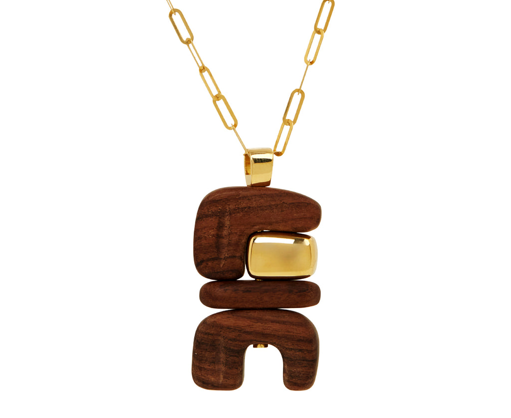 Wood and Gold Earth Totem Pendant ONLY