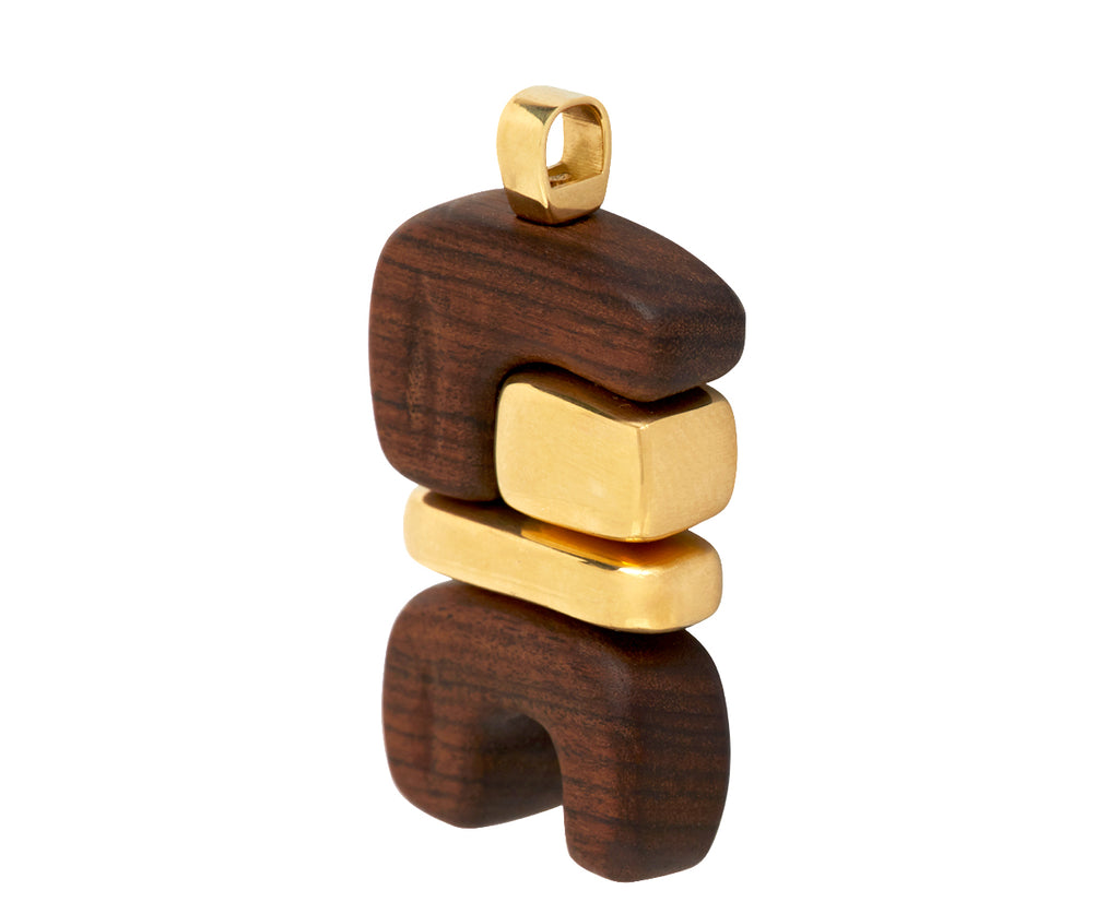 Wood and Gold Earth Totem Pendant ONLY