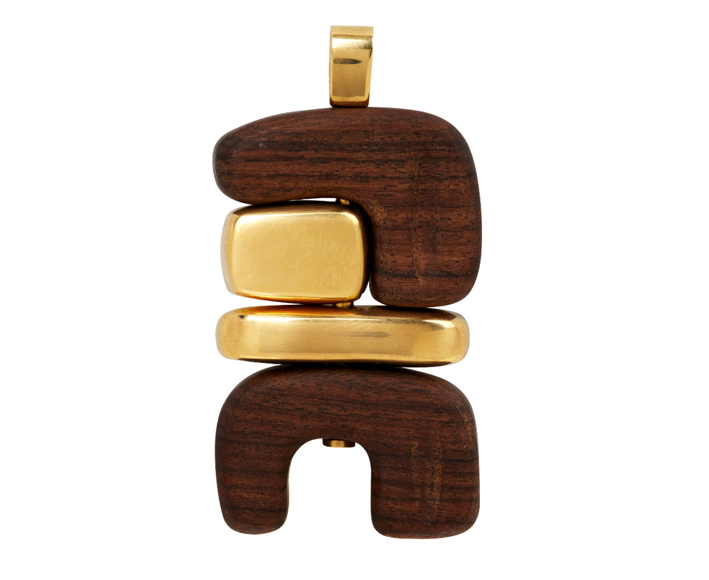 Wood and Gold Earth Totem Pendant ONLY