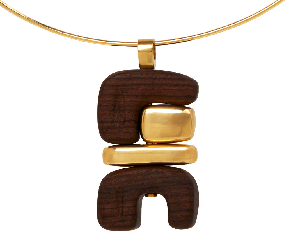 Wood and Gold Earth Totem Pendant ONLY