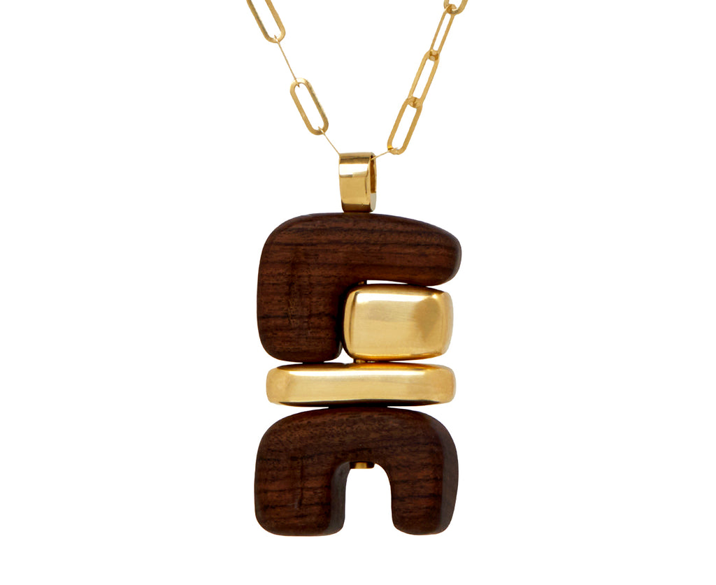 Wood and Gold Earth Totem Pendant ONLY