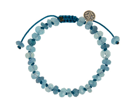 Faceted Blue Aquamarine Beaded Bracelet