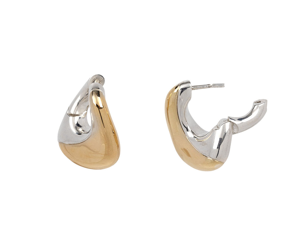 Kloto Gold and Silver Ray Hoop Earrings Clasp Open