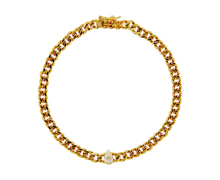 Pear Diamond Cuban Chain Bracelet