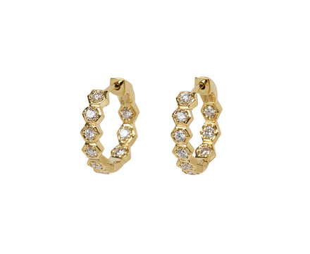 Small Diamond Honeycomb Hoop Earrings