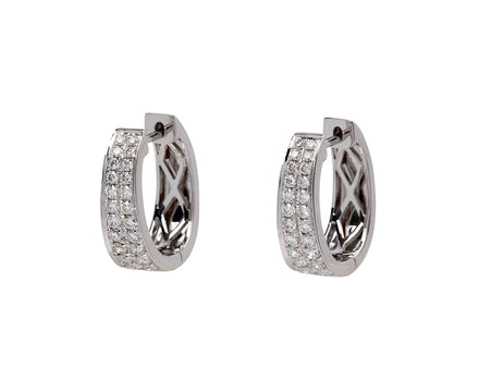 White Gold Diamond Meryl Huggie Hoop Earrings