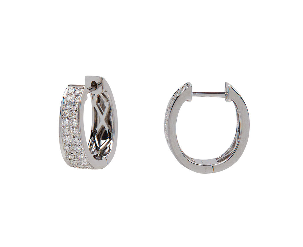 White Gold Diamond Meryl Huggie Hoop Earrings