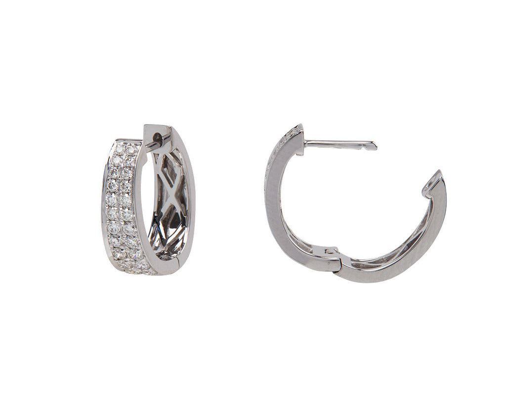White Gold Diamond Meryl Huggie Hoop Earrings