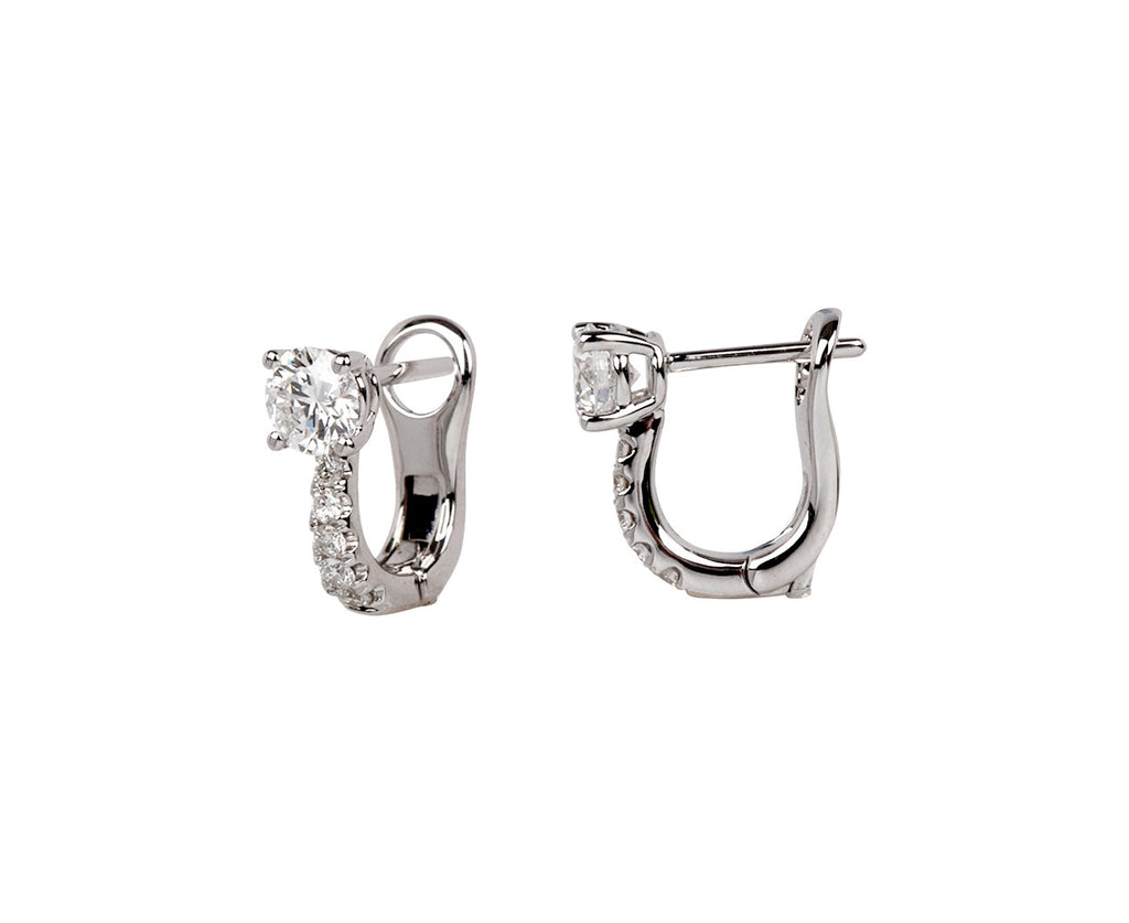 2Ct Lab Created Diamond Huggie Hoop Earrings – 14K White Gold Plated 925 Silver – VVS1