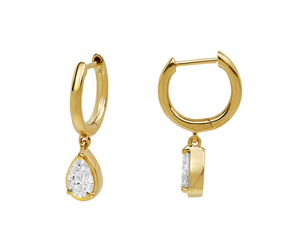 Pear Diamond Drop Bella Huggie Hoop Earrings