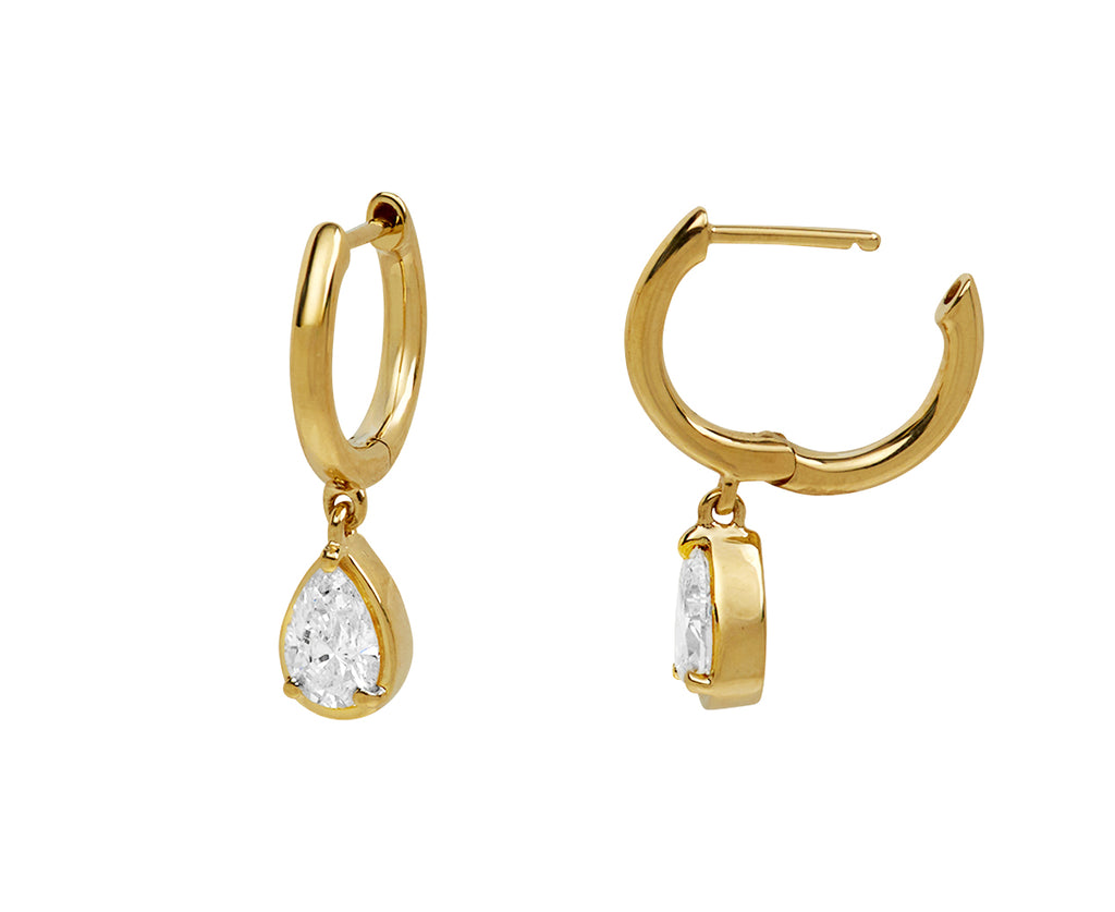 Pear Diamond Drop Bella Huggie Hoop Earrings