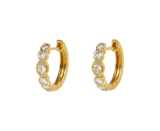 Round and Marquise Diamond Beverly Hoop Earrings