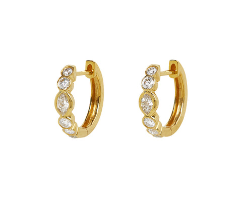 Round and Marquise Diamond Beverly Hoop Earrings