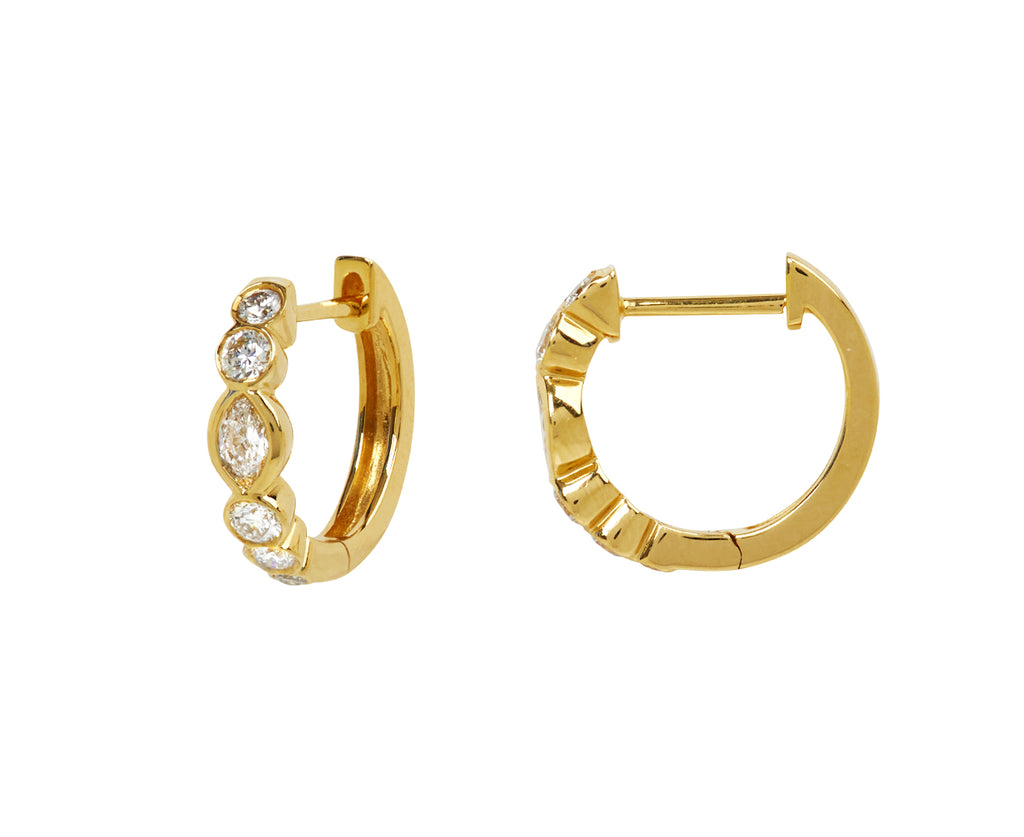 Round and Marquise Diamond Beverly Hoop Earrings