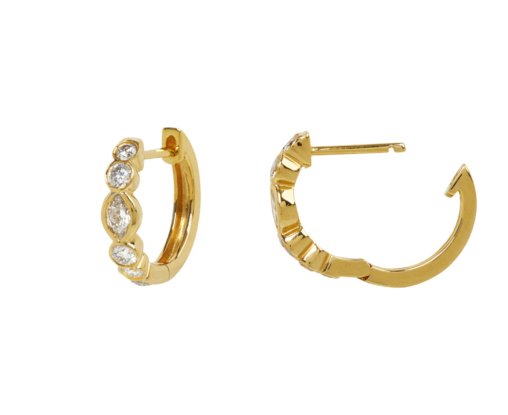 Round and Marquise Diamond Beverly Hoop Earrings