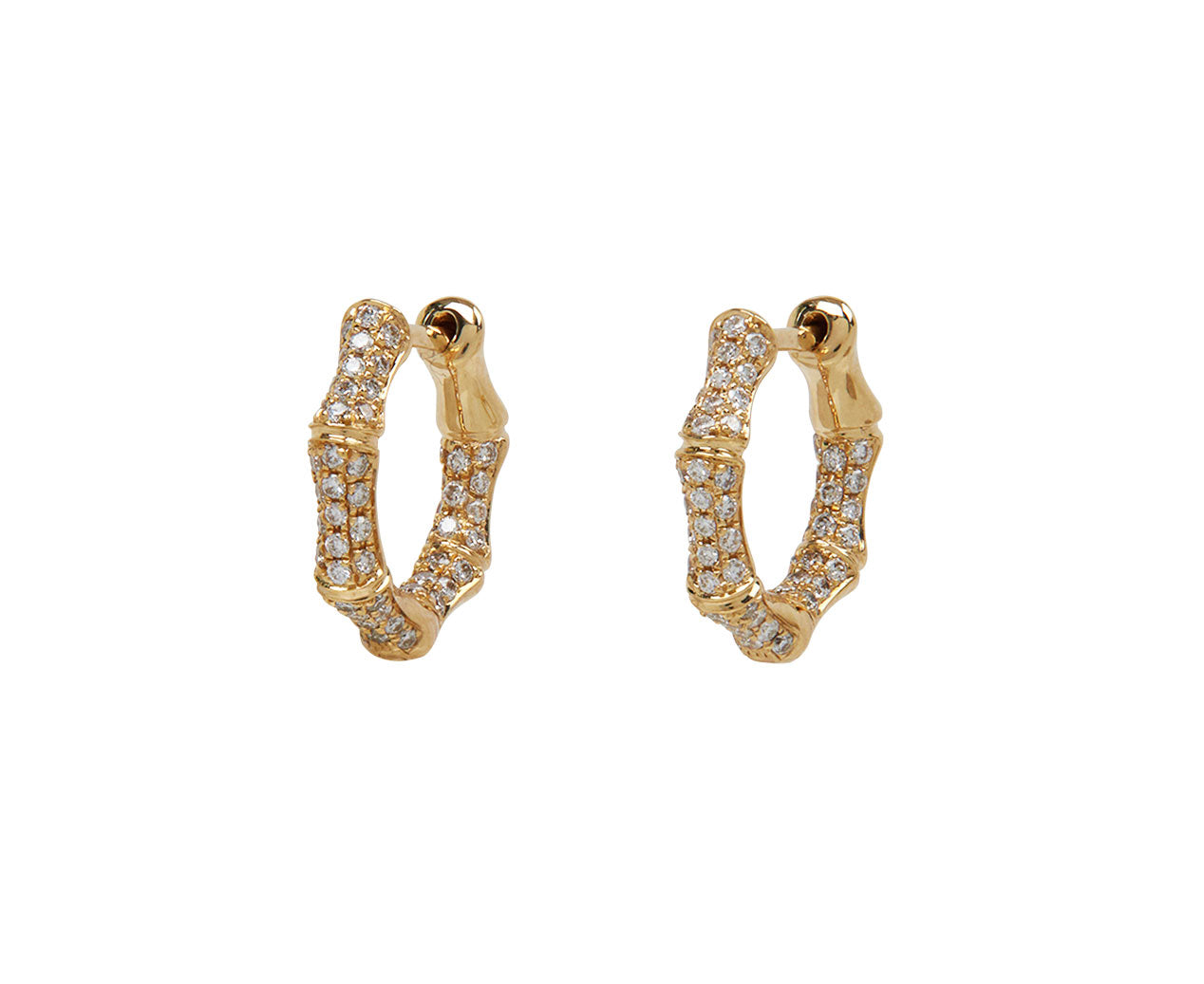 Anita Ko Diamond Bamboo Huggie Hoop Earrings