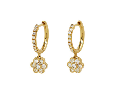 Small Diamond Flora Drop Huggie Hoop Earrings - TWISTonline 