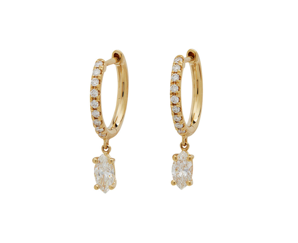 Diamond Huggie Hoop with Marquise Diamond Dangle - TWISTonline 