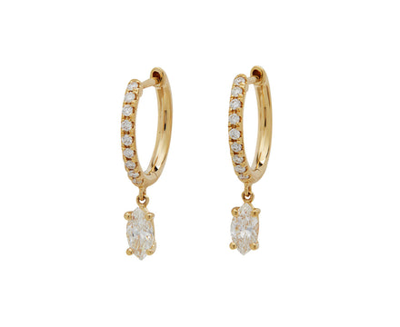 Diamond Huggie Hoop with Marquise Diamond Dangle - TWISTonline 
