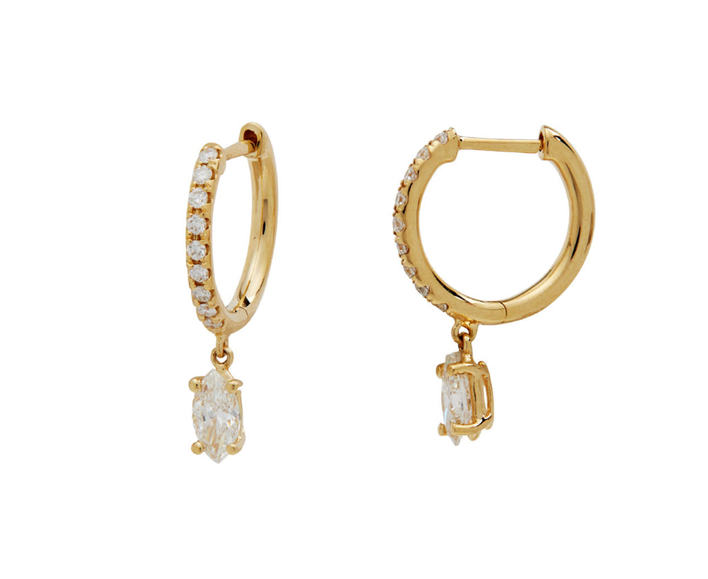 Diamond Huggie Hoop with Marquise Diamond Dangle - TWISTonline 
