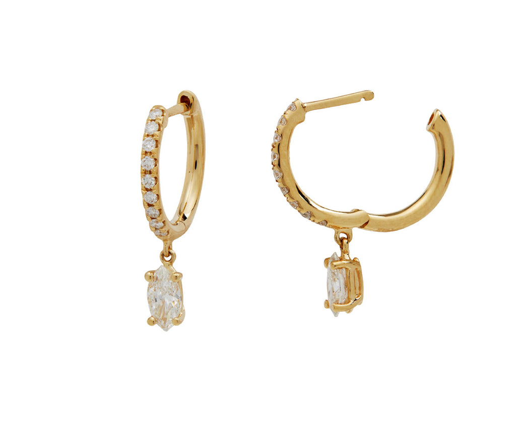 Diamond Huggie Hoop with Marquise Diamond Dangle - TWISTonline 