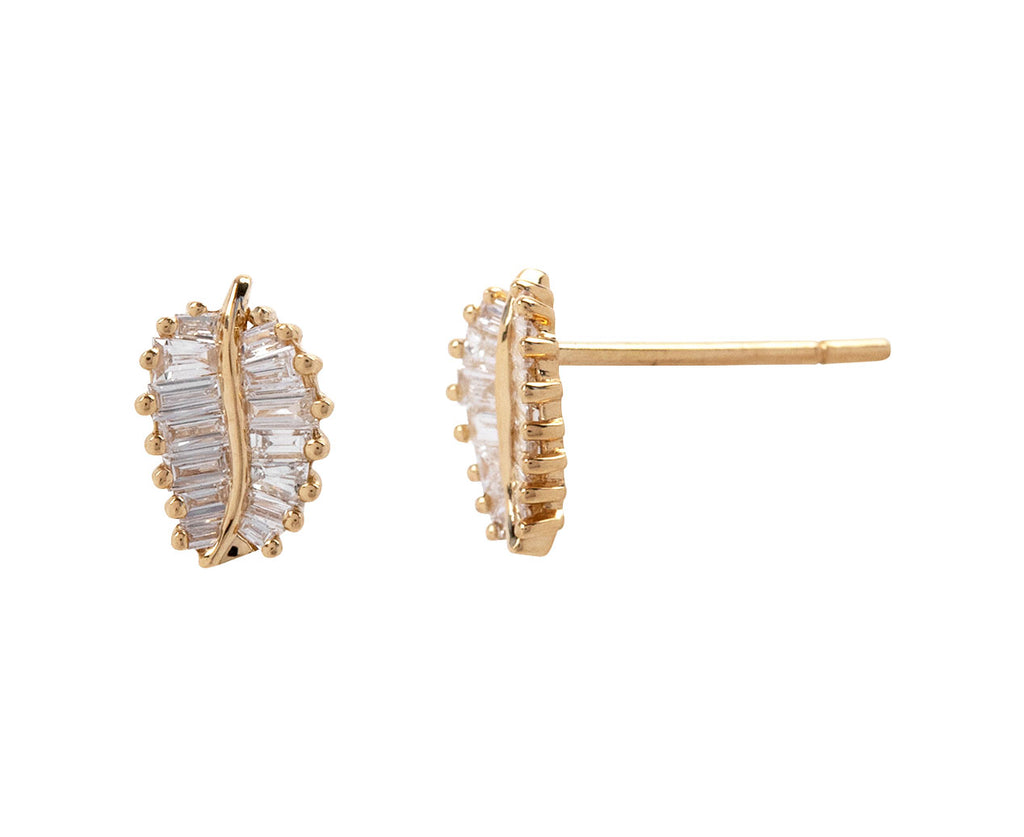Small Palm Leaf Diamond Studs