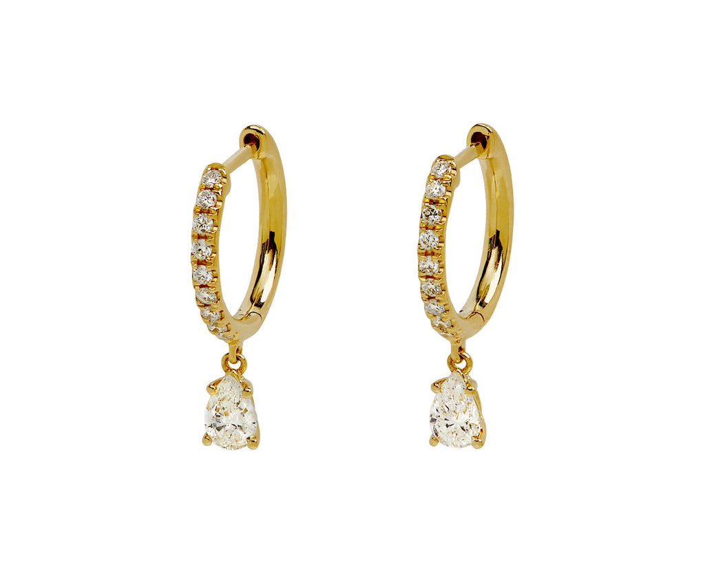Pear Diamond Drop Hoop Earrings