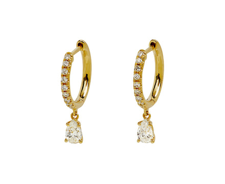 Pear Diamond Drop Hoop Earrings
