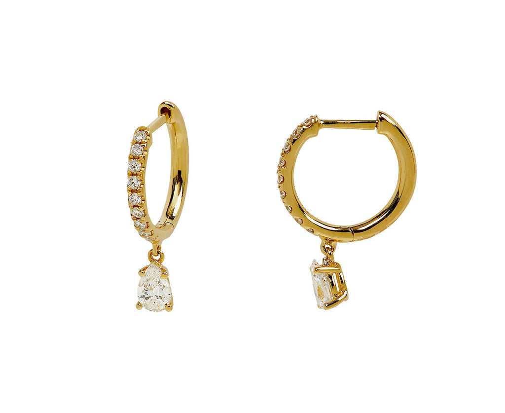 Pear Diamond Drop Hoop Earrings