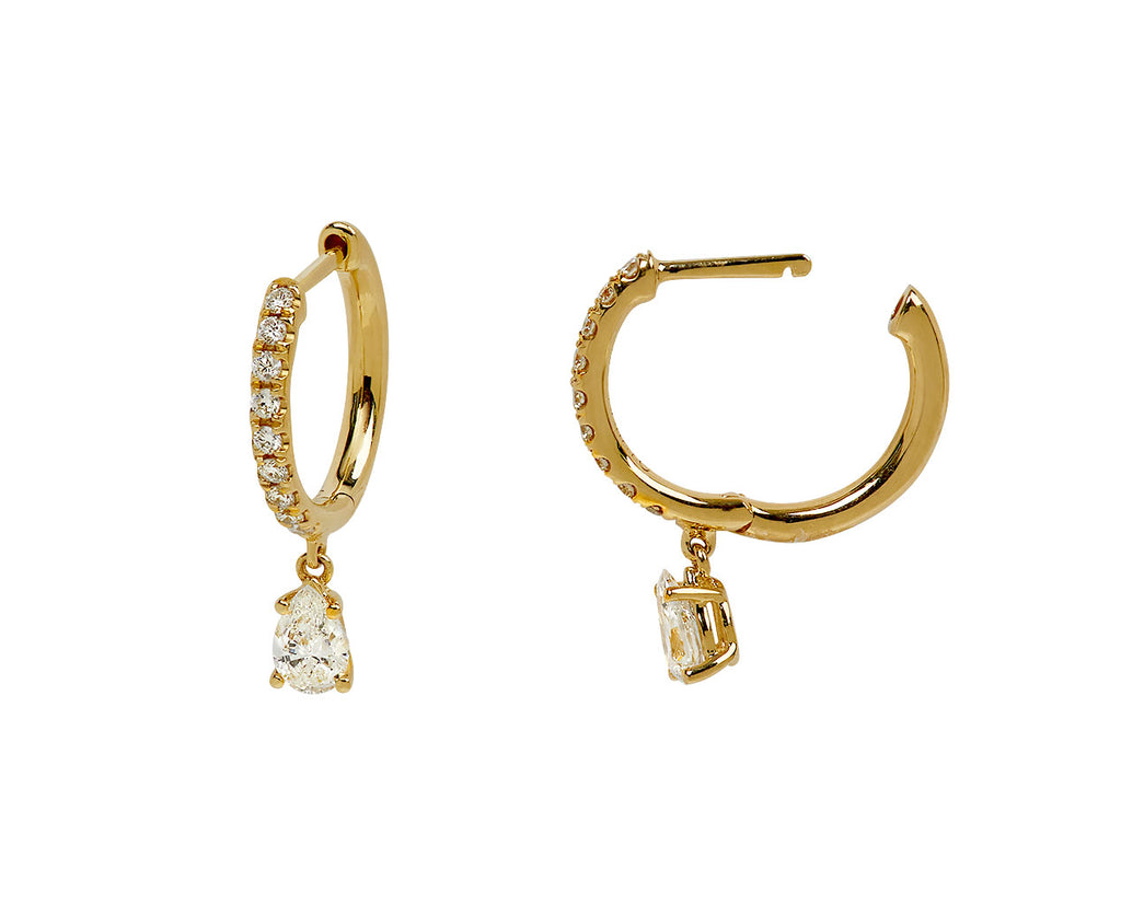 Pear Diamond Drop Hoop Earrings