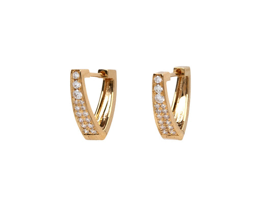 Angular Diamond Huggie Hoop Earrings