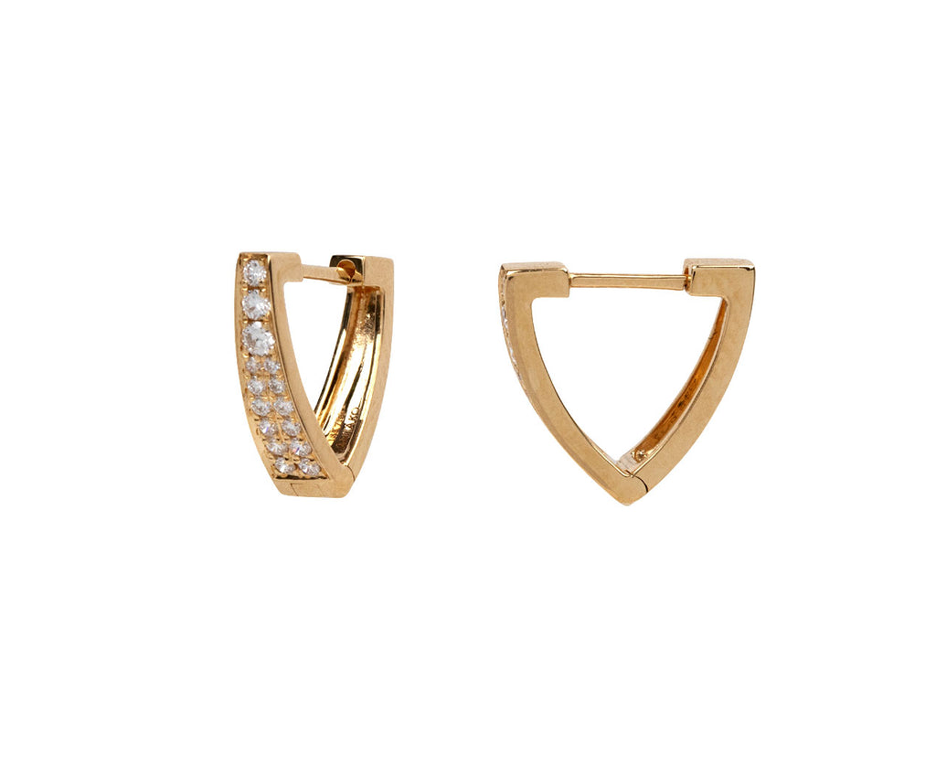 Angular Diamond Huggie Hoop Earrings