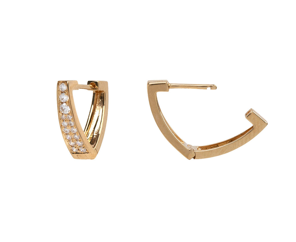 Angular Diamond Huggie Hoop Earrings