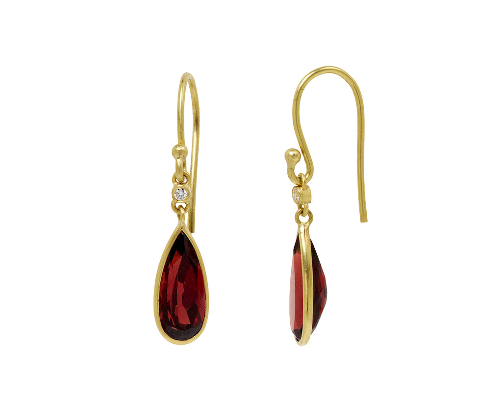 Kothari Elements Garnet Petal and Diamond Earrings - Angled View