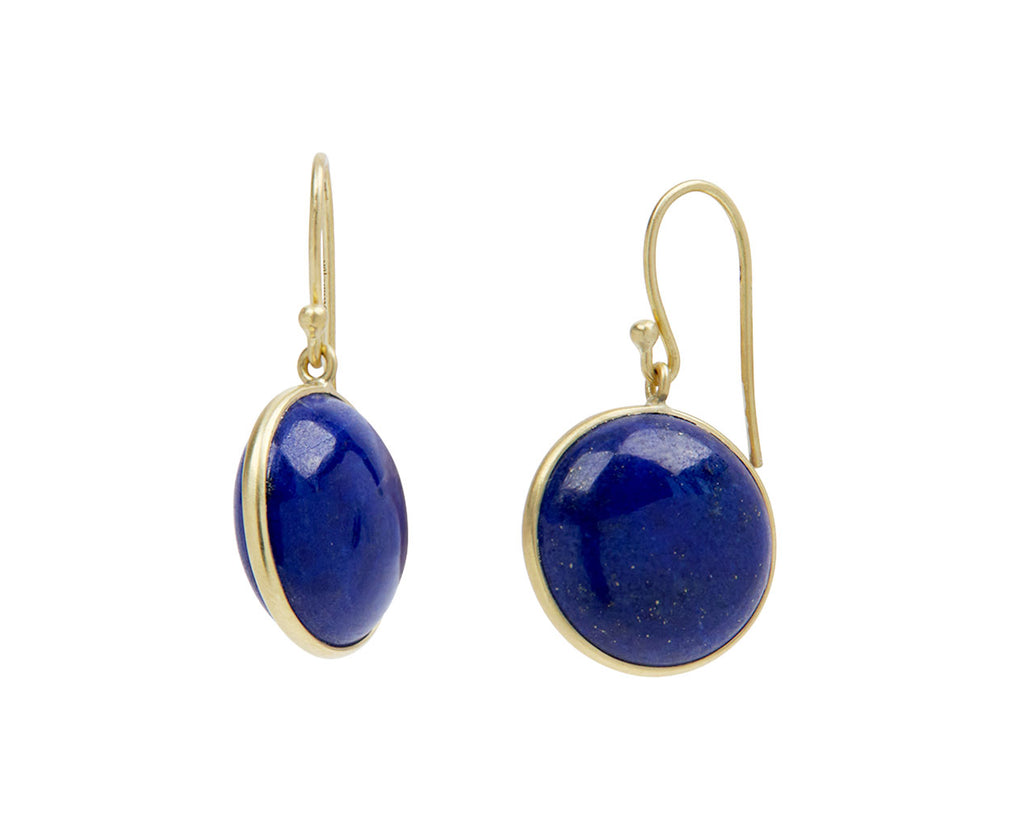 Kothari Elements Lapis Large Moon Phase Earrings - Closeup Side View