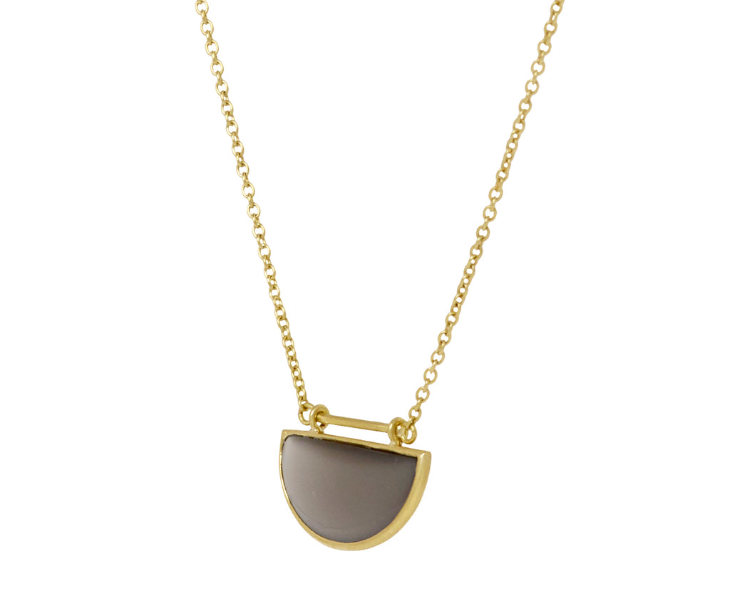 Kothari Elements Black Moonstone Half Moon Necklace - Angled View