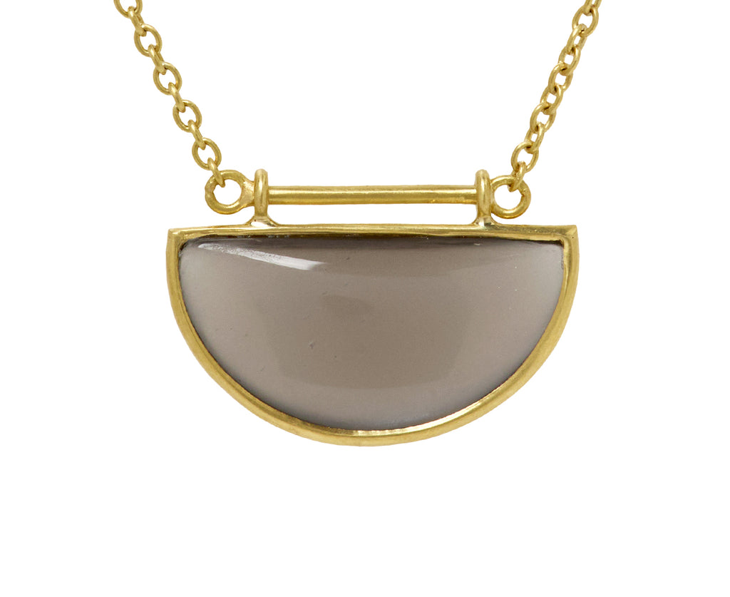 Kothari Elements Black Moonstone Half Moon Necklace - Closeup