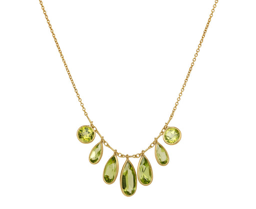 Peridot Champa Petal Fringe Necklace